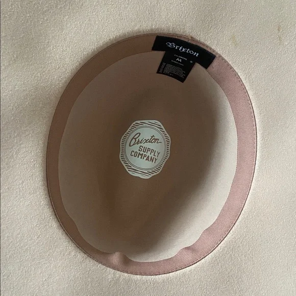 Brixton Joanna neutral felt wool hat wide floppy brim fedora grosgrain ribbon M - Picture 12 of 16